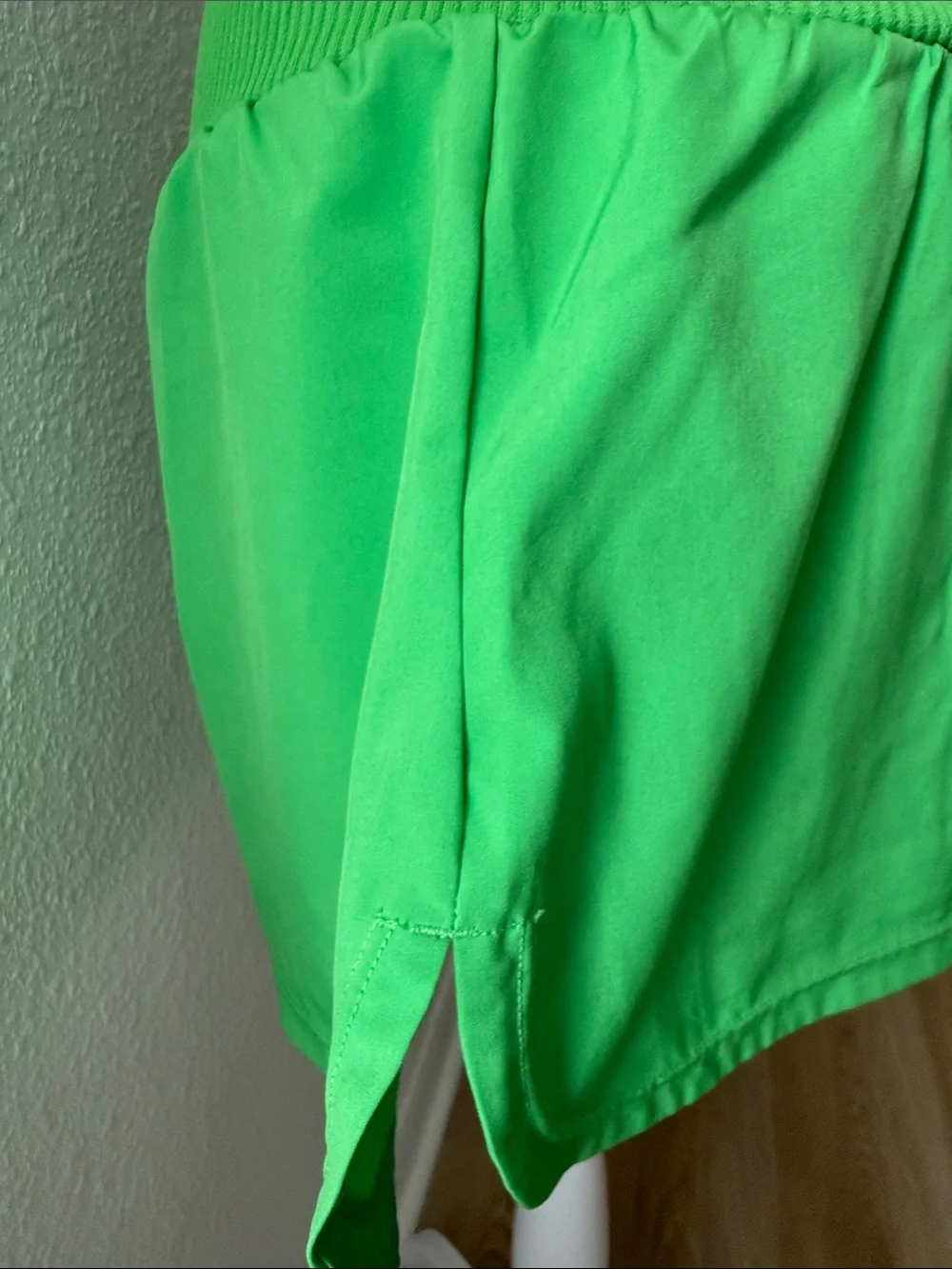 Source Unknown Bright Green High-Waist Ribbed Waistband Shorts